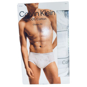 Calvin Klein Mens XL‎ Brief 3 Pack White Classic Fit 100% Cotton Underwear New
